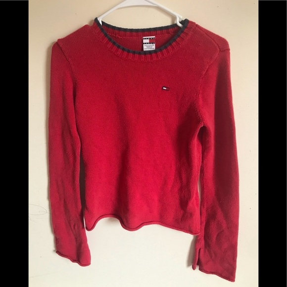 Tommy Hilfiger Sweaters - Vintage Tommy Hilfiger Jeans Red Sweater